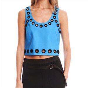 3.1 Phillip Lim Embroidered Blue Eyelet Top